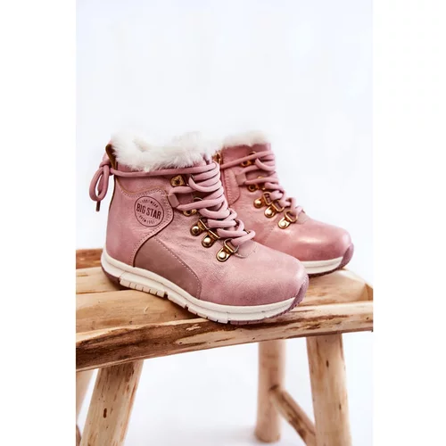 Big Star Children's insulated boots with a zipper KK374177 Pink