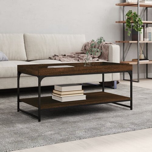 The Living Store Klubska mizica rjav hrast 100x49x45 cm inženirski les - Klubska Mizica, (21572987) Cene