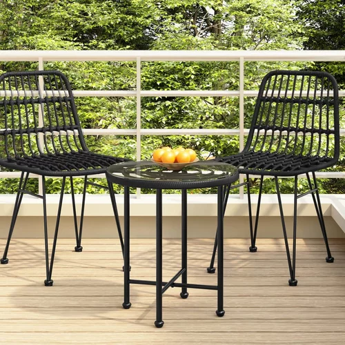  Blagovaonski stol crni Ø 50 cm od kaljenog stakla i čelika
