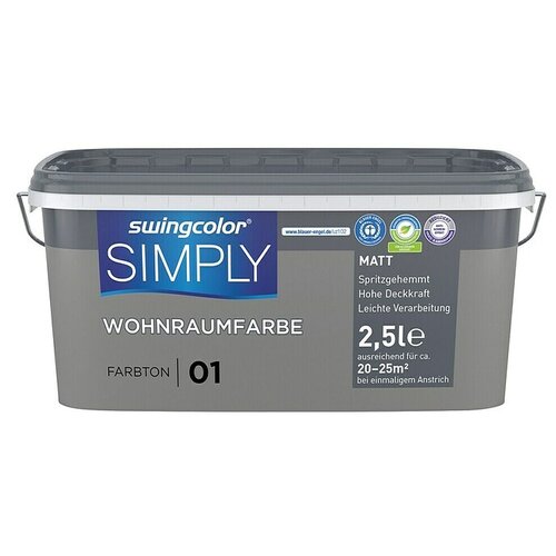 SWINGCOLOR Boja za zid Simply (Siva – br. 01, Mat, 2,5 l) Cijene