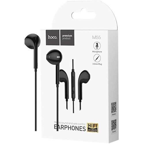 hoco. Slu&scaron;alke z mikrofonom, 3,5 mm, dolžina kabla 1,2 m, črne - M55 Memory sound Black Cene