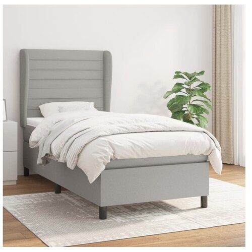  Box spring postelja z vzmetnico svetlo siv 100x200 cm blago Cene