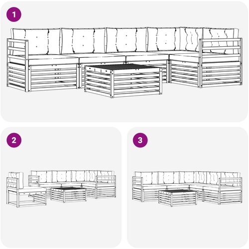  Set vanjskih sofa 6 kom. Bijela i svjetlosiva Poliester Slike