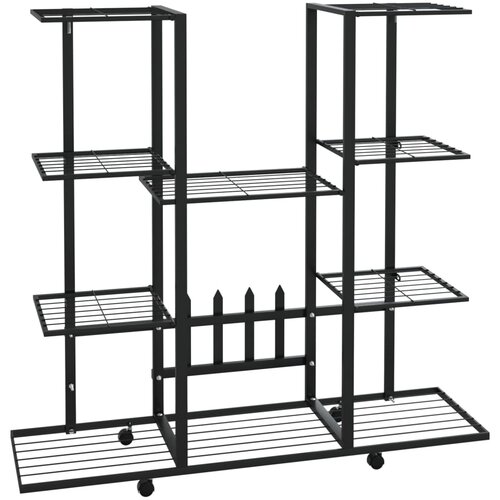Maison Chic Stojalo za rože - Stojalo za cvetje s kolesi 94,5x24,5x91,5 cm črno železo, (21789801) Slike