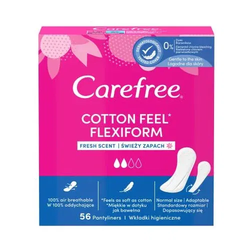 Carefree Cotton Feel Flexiform Fresh Scent ščitniki perila 56 kos za ženske