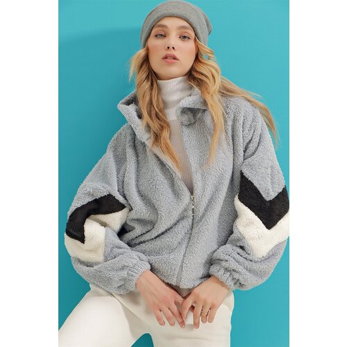 Trend Alaçatı Stili Sweatshirt - Gray - Oversize Slike