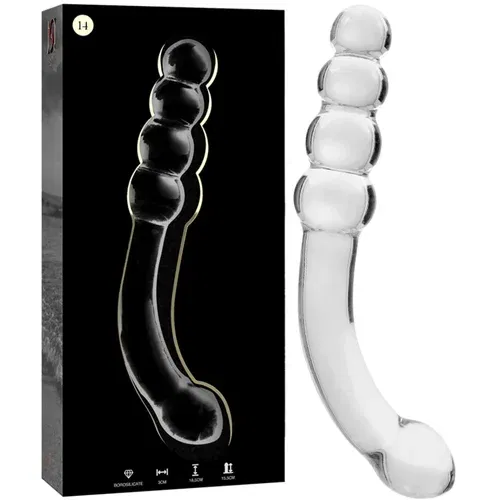 Ibiza Nebula Model 14 Dildo Borosilicate Glass 18.5x3cm Clear