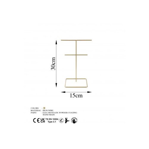 Wallxpert Držač za nakit TK-004, 15x30 cm, Zlatna boja Slike