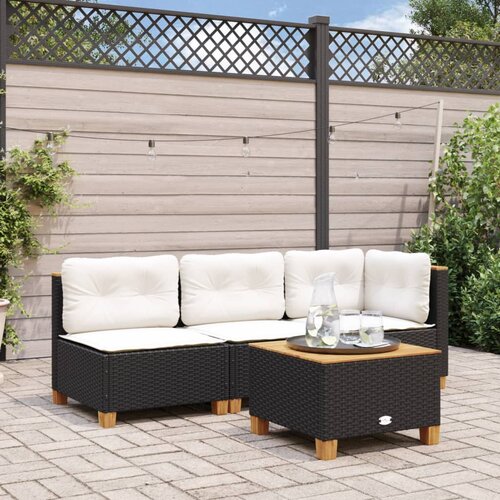 vidaXL Vrtni stol crni 55 x 55 x 36 cm od poliratana i bagremovog drva Cijene