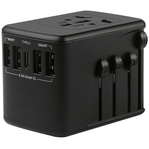 Omega putni adapter 100-240V 6 in 1 za usb type-c smart 32.5W crni Slike