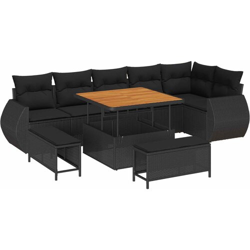  Sjedeća garnitura za vrt 9 kom. Crna poliratan 100 x 100 x 71 cm Slike