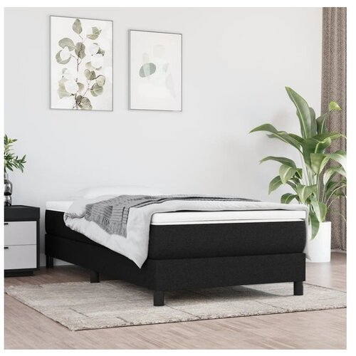  Box spring postelja z vzmetnico črna 80x200 cm blago Cene