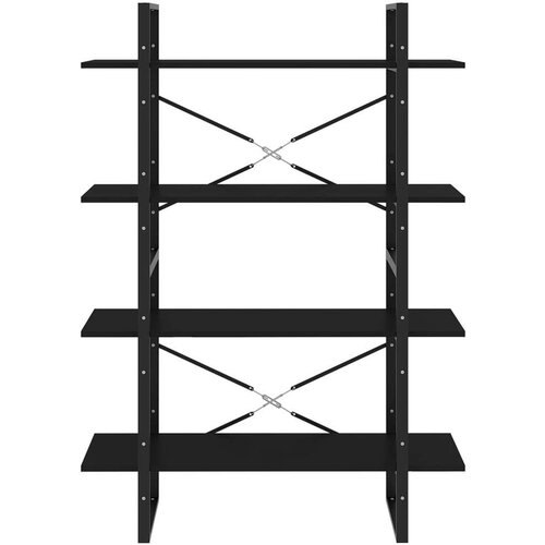 VidaXL Knjižna omara 4-nadstropna črna 100x30x140 cm iverna plo&amp;scaron;ča Slike