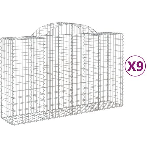 vidaXL Obokane gabion košare 9 kosov 200x50x120/140cm pocinkano železo, (20758451) Cene
