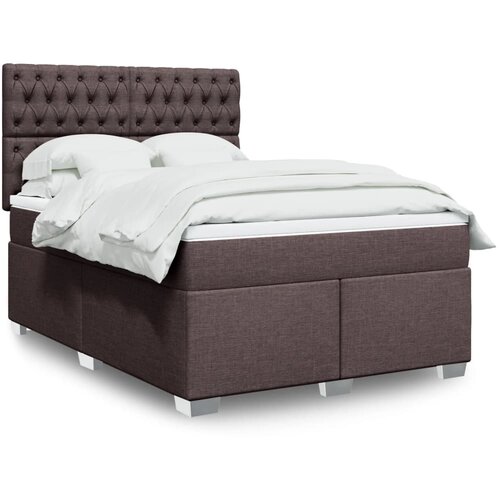 VidaXL Box spring postelja z vzmetnico temno rjava 160x200 cm blago, (21319872) Slike