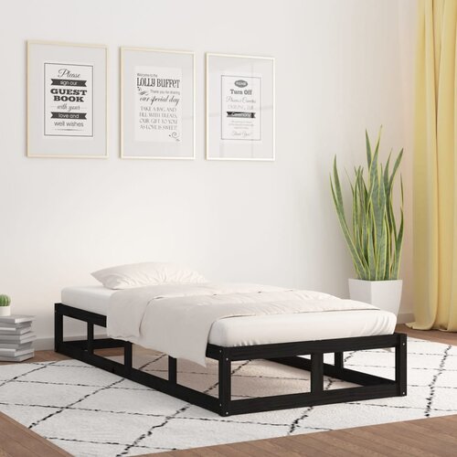  Okvir za krevet crni 90 x 200 cm od masivnog drva Cene