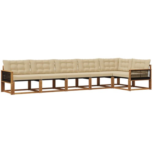 vidaXL Zunanja garnitura za sedenje z blazino 6 pcs Naravna in bež, (5000273300) Cene