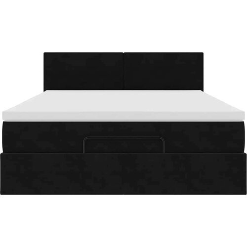  Otomanski krevet s madracem&amp;amp;amp LED crni 140x190 cm bar&amp;scaron;unasti Slike