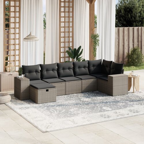 vidaXL 7-dijelni set vrtnih sofa svjetlosivi od poliratana Cijene