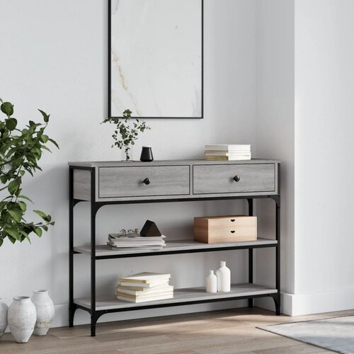 Maison Chic konzolna miza - miza ob steni siva sonoma 100x25x75 cm inženirski les, (21785797) Slike