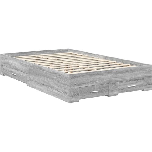  Krevetna konstrukcija s ladicama Siva Sonoma 120 x 190 cm Slike