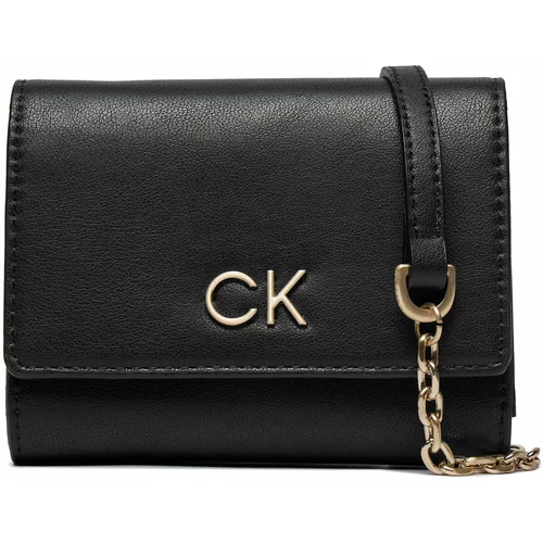 Calvin Klein Velika ženska denarnica Re-Lock Trifold Md W/Chain K60K611458 Ck Black BEH