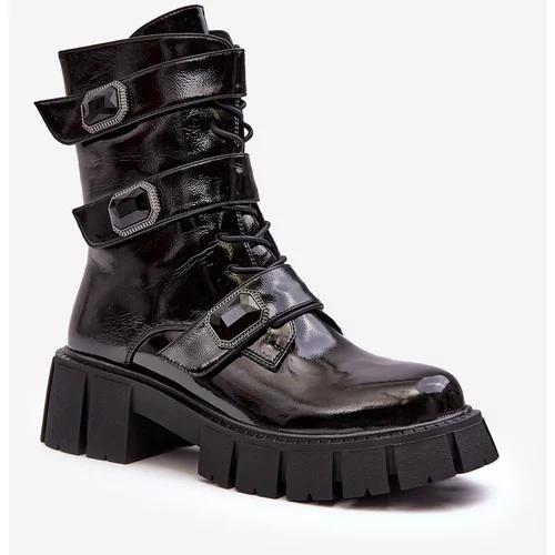 Kesi Women's Patent Black S.Barski Work Boots