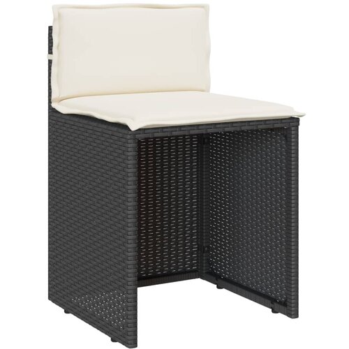  3-dijelni bistro set s jastucima crni od poliratana Slike