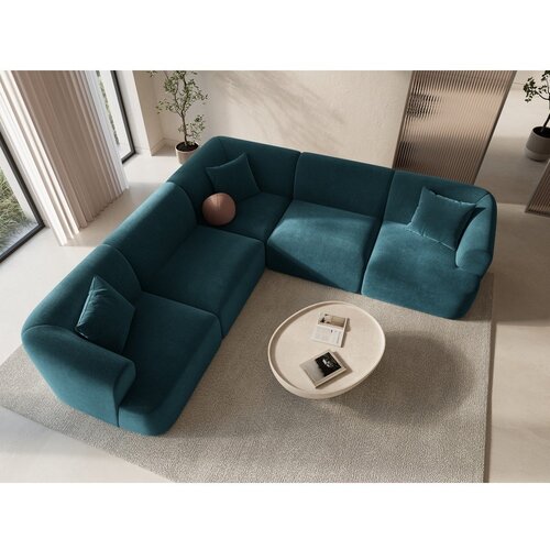 Cosmopolitan Design Modrozelena žametna kotna sedežna garnitura Campi &amp;ndash; Slike