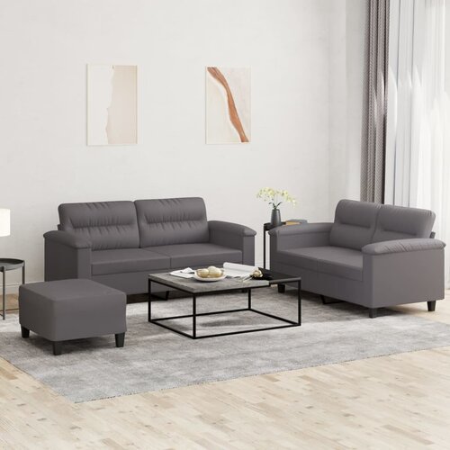  3-dijelni set sofa s jastucima sivi od umjetne kože Cijene