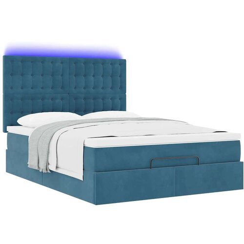 VidaXL otomanski krevet s madracima&amp;amp;led tamnoplavi 140x190cm bar&amp;scaron;un Slike