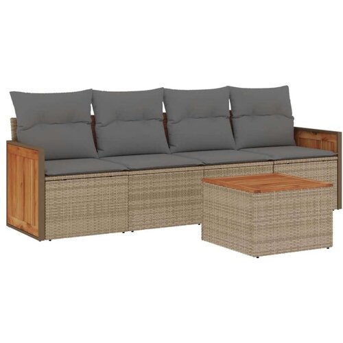 VidaXL 5-dijelni vrtni set sofa s jastucima bež od poliratana Slike