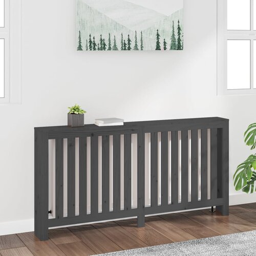 vidaXL Pokrov za radiator siva 169x19x84 cm trdna borovina Cene