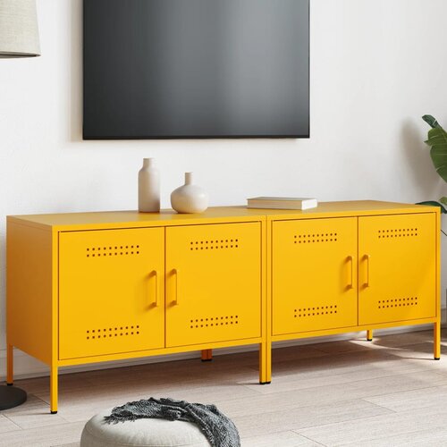 VidaXL TV omarica 2 kosa gorčično rumena 68x39x50,5 cm jeklo Slike