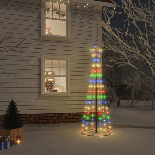 vidaXL stožasto božićno drvce šareno 108 LED žarulja 70 x 180 cm