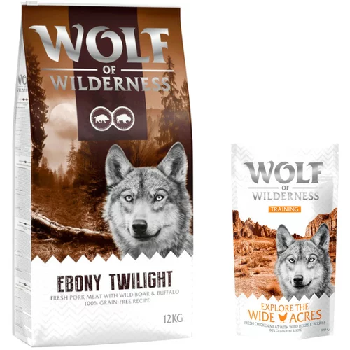 Wolf of Wilderness 12kg + 100g Snack "Explore the Wide Acres" piletina gratis! - Ebony Twilight - divlja svinja i bivol