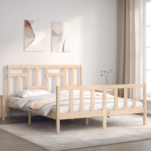 vidaXL Okvir kreveta s uzglavljem 160 x 200 cm od masivnog drva Cijene