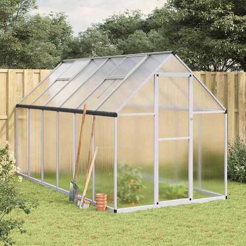 VidaXL Rastlinjak z okvirjem srebrn 334x169x195 cm aluminij Slike