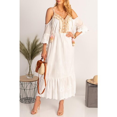 Fenzy Maxi Ljetna Haljina S Ukrasnim Detaljima Fioranna, Bijela Cijene