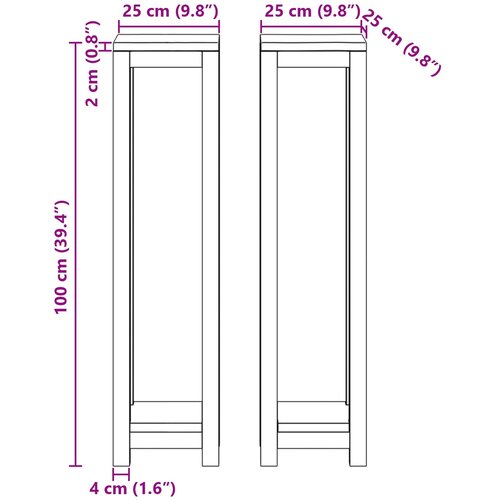 Stalak za biljke 2 kom. Prirodna 25 x 25 x 100 cm Slike