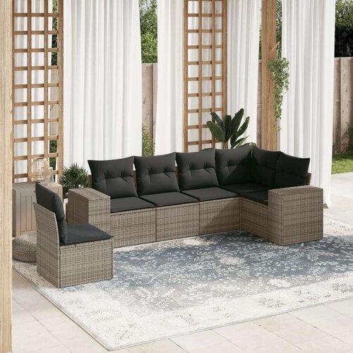 VidaXL 6-dijelni set vrtnih sofa od poliratana s jastucima sivi Slike