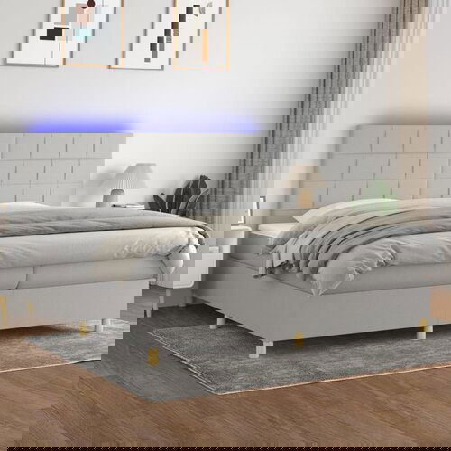 The Living Store Box spring postelja z vzmetnico LED sv. siva 200x200 cm blago - Box Spring Postelja, (21515144) Slike