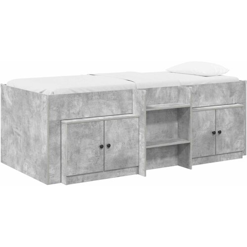  Loft krevet s ormarom 3 kom. Betonska siva Konstruirano drvo 90 x 190 cm Slike