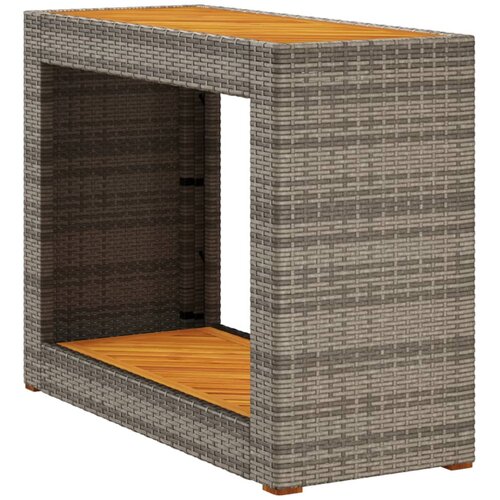  Vrtni bočni stolić s drvenom pločom sivi 100x40x75 cm poliratan Slike