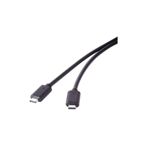 Renkforce USB 3.1 priključni kabel [1x USB-C&amp;trade; utikač - 1x USB-C&amp;trade; utikač] 1.50 m crne boje, pozlaćeni utični kontakti Slike