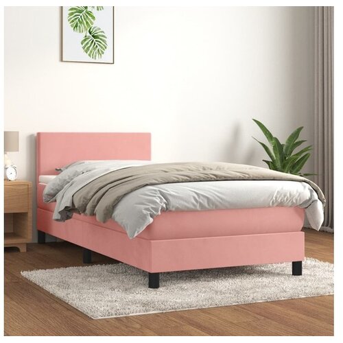  Box spring postelja z vzmetnico roza 90x200 cm žamet Cene