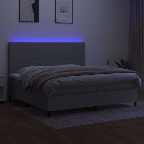  Box spring s madracem LED svjetlosivi 200x200 cm tkanina Slike