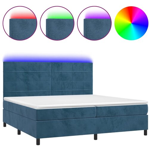 VidaXL Box spring postelja z vzmetnico LED temno modra 200x200cm žamet, (20761034) Slike