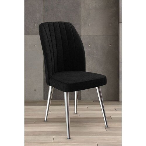 Hanah home set trpezarijskih stolica Platinum 2 kom, crna tkanina Jerry, hromirane metalne noge Cene