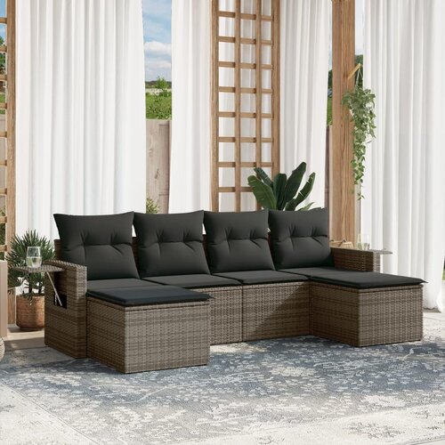 vidaXL 6-dijelni set vrtnih sofa od poliratana s jastucima sivi Cijene